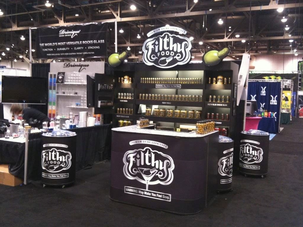 The Filthy Food booth is set up hours before the trade show opens