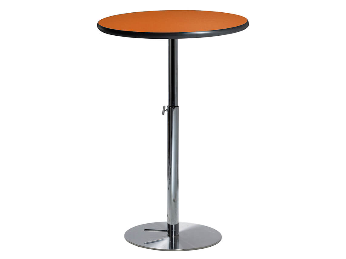30 Round Bar Table w Orange Top and Hydraulic Base CEBT 032