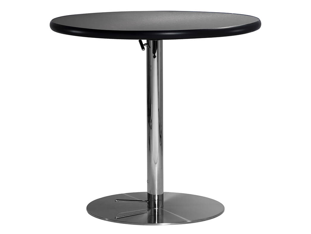 30 Round Cafe Table w Brushed Gunmetal Top and Hydraulic Base (CECA-022)