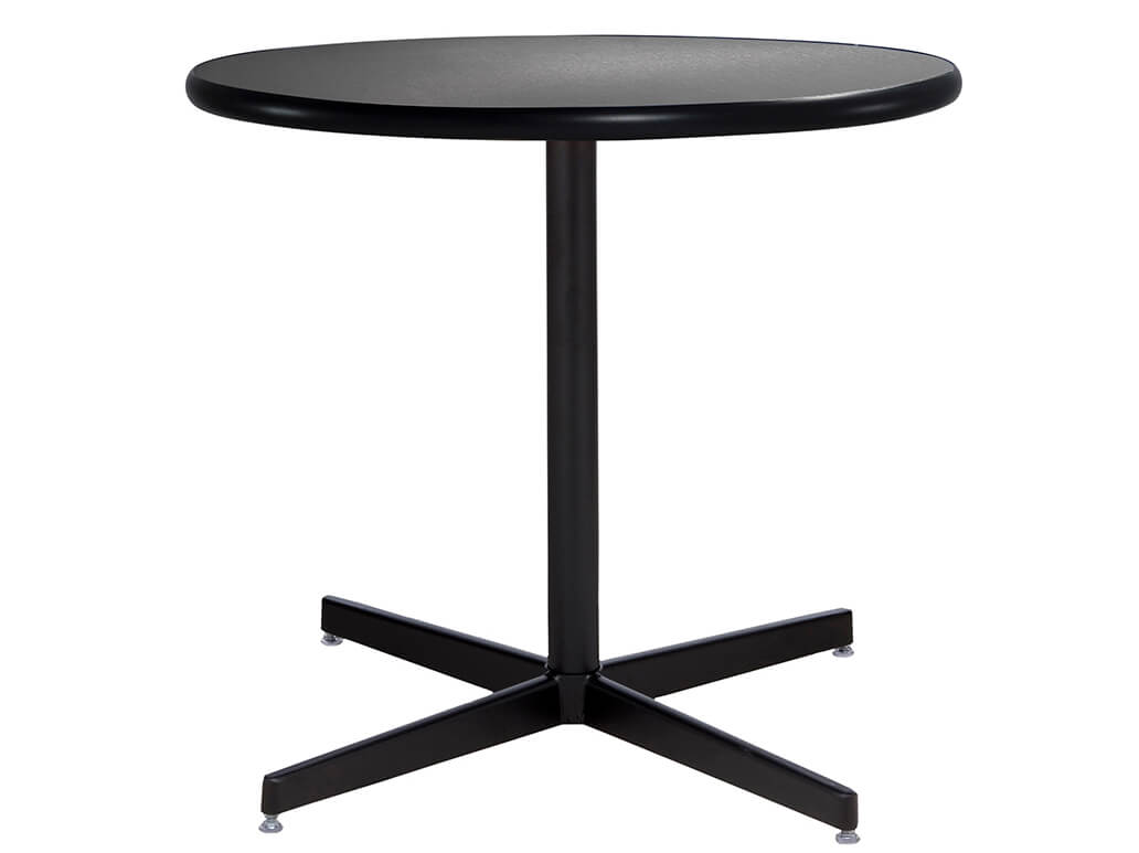 30 Round Cafe Table w Brushed Gunmetal Top and Standard Black Base (CECA-021)