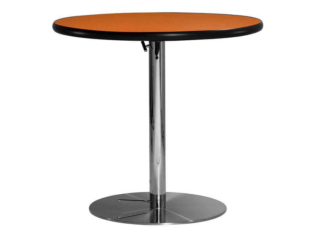 30 Round Cafe Table w Orange Top and Hydraulic Base (CECA-028)
