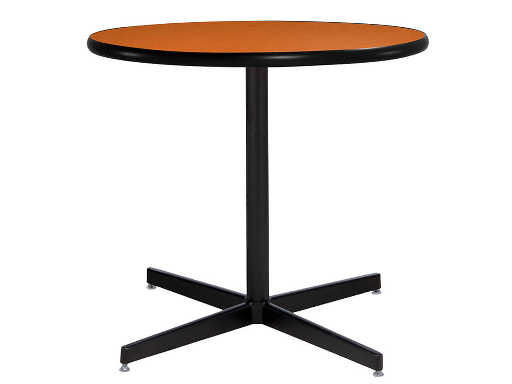 30 Round Cafe Table w Orange Top and Standard Black Base CECA 027